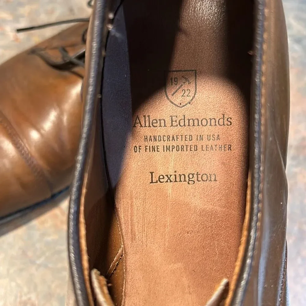 Allen Edmonds Lexington Brown Leather Captoe Derby Loafers Sz 9